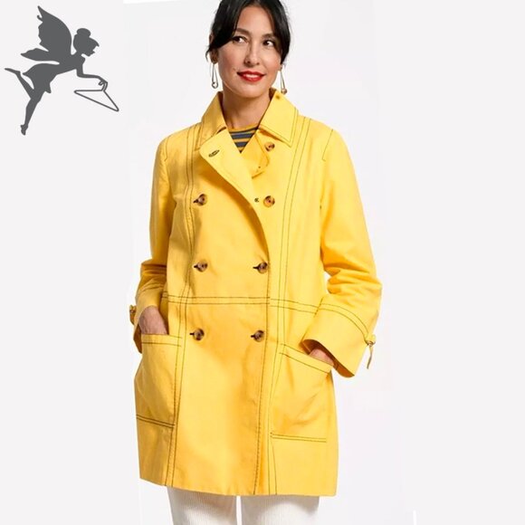 Francis Valentine Jackets & Blazers - FRANCIS VALENTINE Double Breasted Cotton Trench Coat With Contrast Stitching